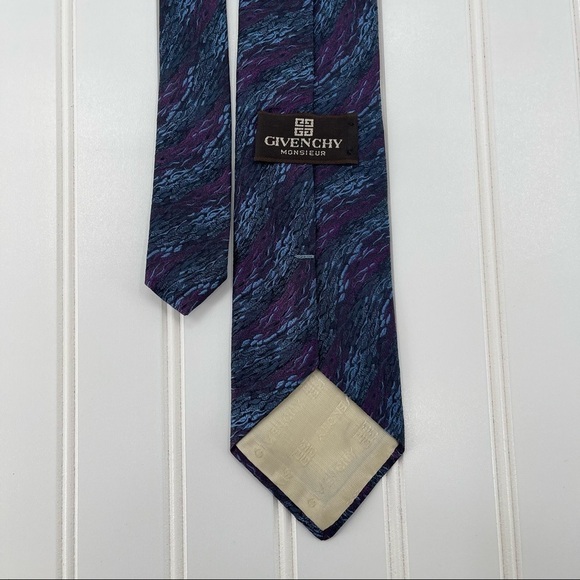 Givenchy Monsieur Vintage Italian Silk Blue and Purple Tie - Picture 5 of 6